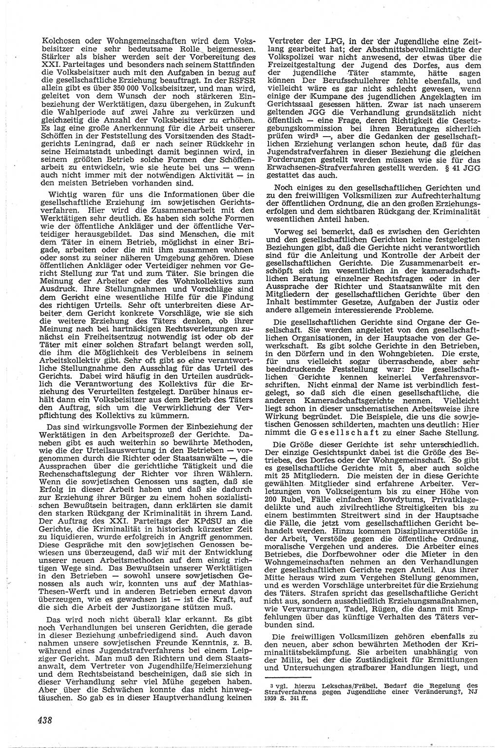 Neue Justiz (NJ), Zeitschrift für Recht und Rechtswissenschaft [Deutsche Demokratische Republik (DDR)], 13. Jahrgang 1959, Seite 438 (NJ DDR 1959, S. 438)