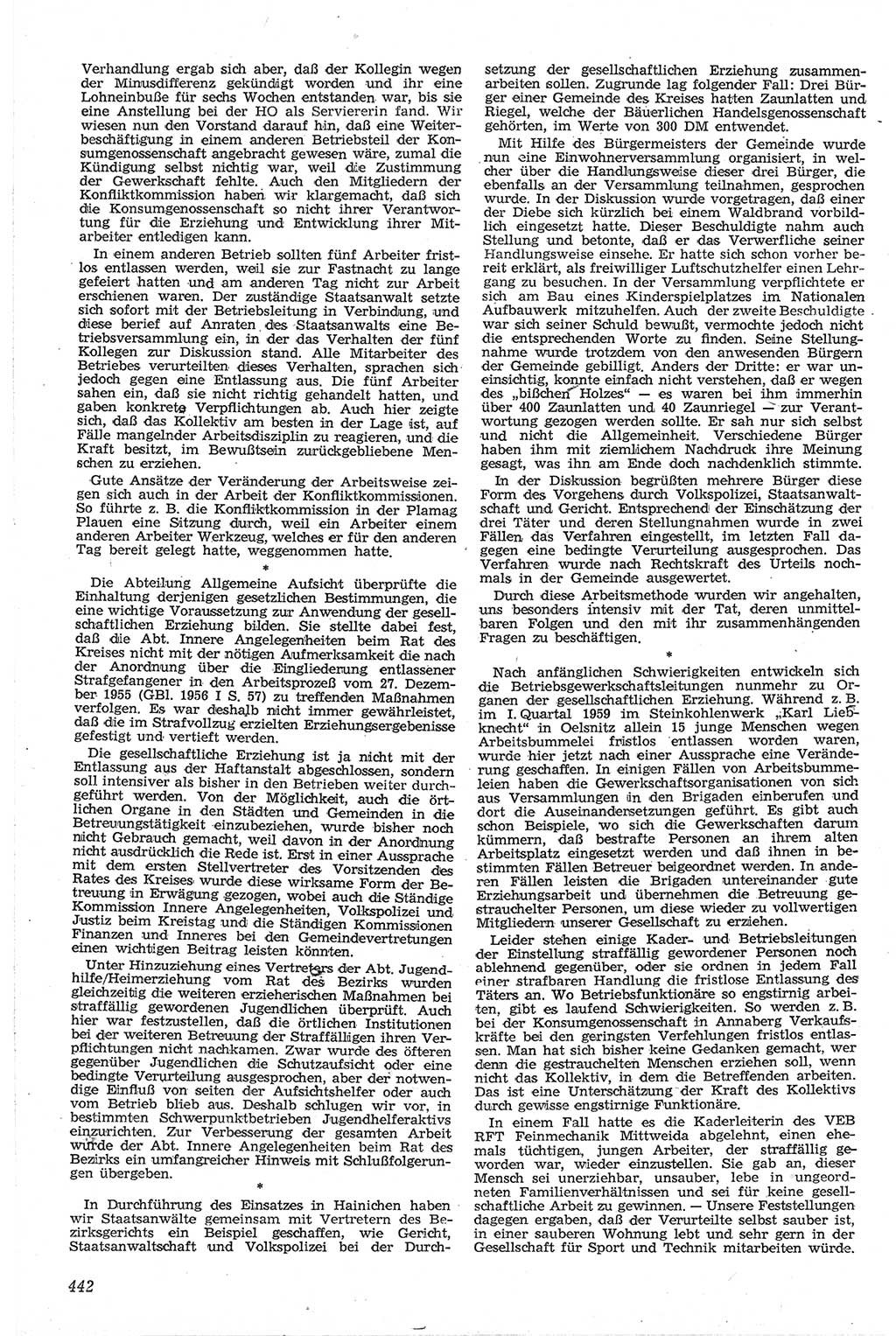 Neue Justiz (NJ), Zeitschrift für Recht und Rechtswissenschaft [Deutsche Demokratische Republik (DDR)], 13. Jahrgang 1959, Seite 442 (NJ DDR 1959, S. 442)