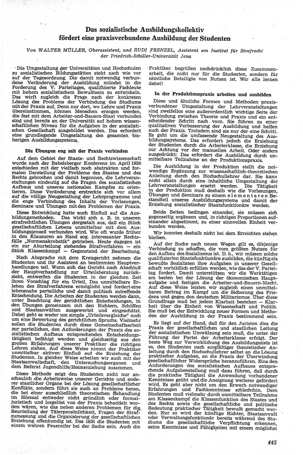 Neue Justiz (NJ), Zeitschrift für Recht und Rechtswissenschaft [Deutsche Demokratische Republik (DDR)], 13. Jahrgang 1959, Seite 445 (NJ DDR 1959, S. 445)