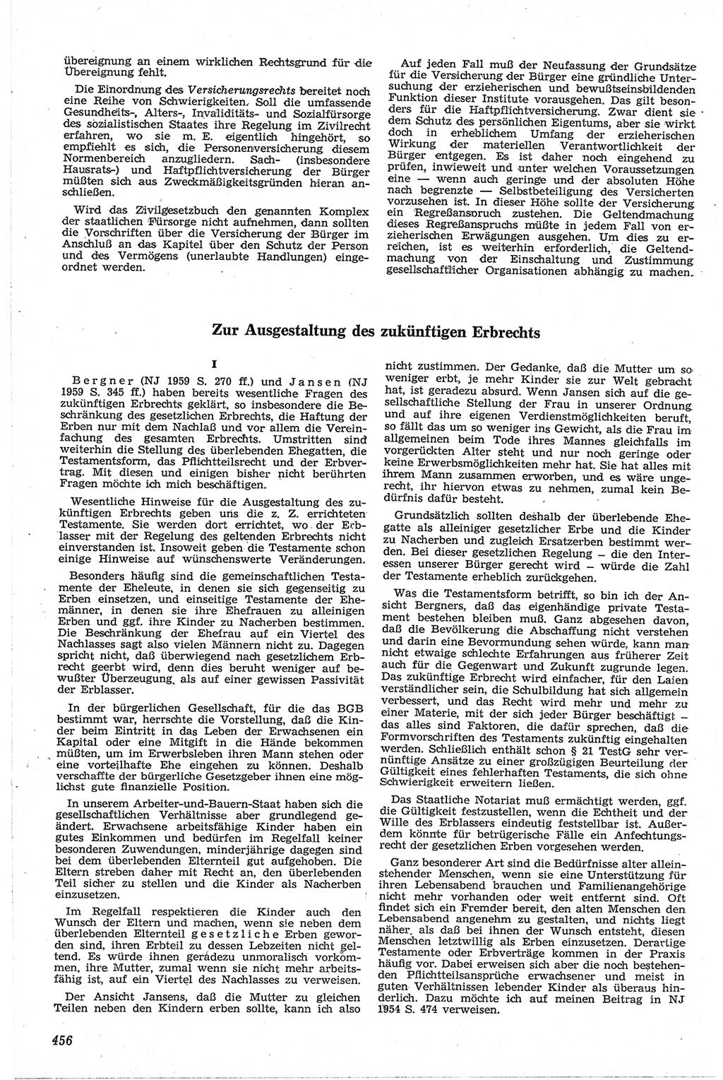 Neue Justiz (NJ), Zeitschrift für Recht und Rechtswissenschaft [Deutsche Demokratische Republik (DDR)], 13. Jahrgang 1959, Seite 456 (NJ DDR 1959, S. 456)