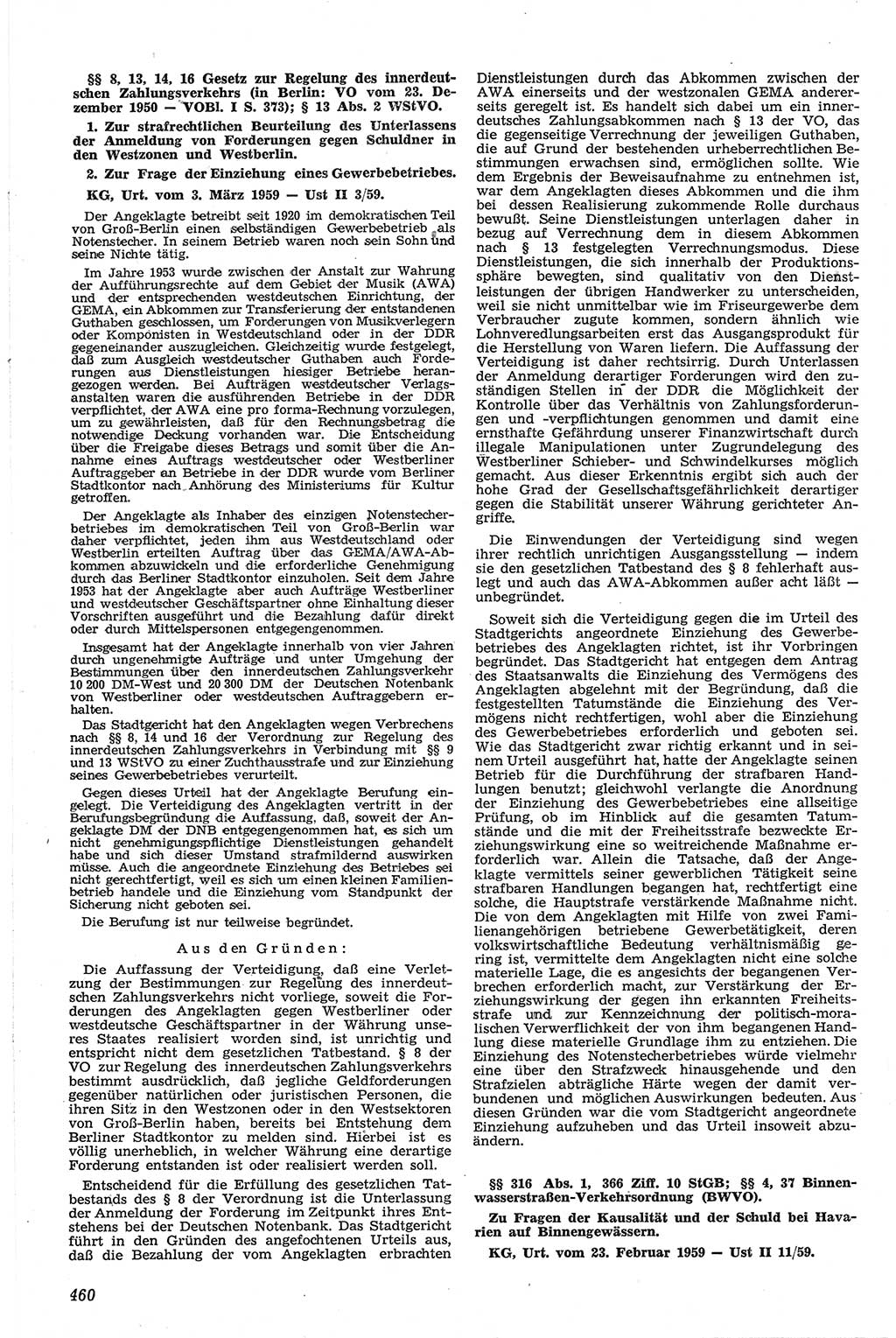 Neue Justiz (NJ), Zeitschrift für Recht und Rechtswissenschaft [Deutsche Demokratische Republik (DDR)], 13. Jahrgang 1959, Seite 460 (NJ DDR 1959, S. 460)