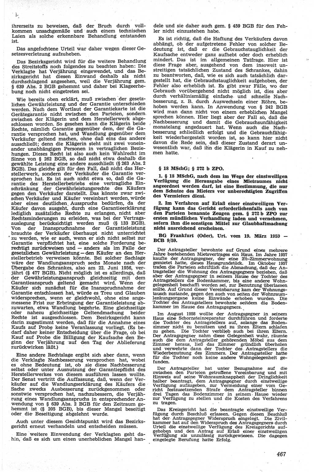 Neue Justiz (NJ), Zeitschrift für Recht und Rechtswissenschaft [Deutsche Demokratische Republik (DDR)], 13. Jahrgang 1959, Seite 467 (NJ DDR 1959, S. 467)
