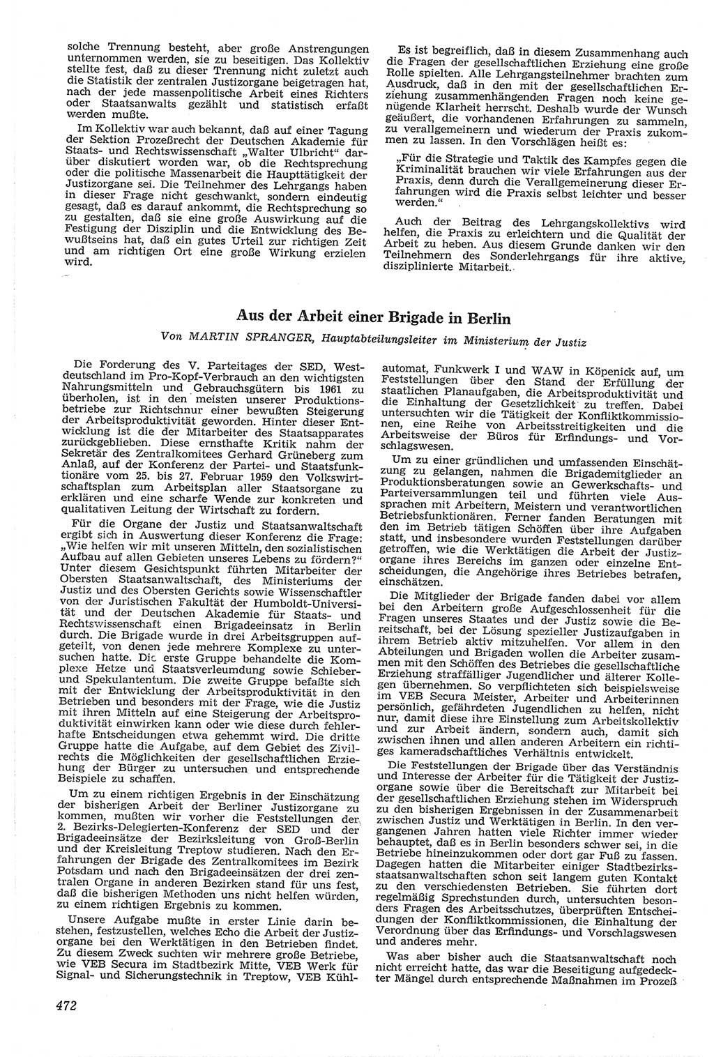 Neue Justiz (NJ), Zeitschrift für Recht und Rechtswissenschaft [Deutsche Demokratische Republik (DDR)], 13. Jahrgang 1959, Seite 472 (NJ DDR 1959, S. 472)