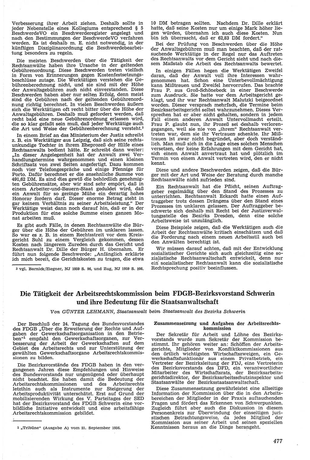 Neue Justiz (NJ), Zeitschrift für Recht und Rechtswissenschaft [Deutsche Demokratische Republik (DDR)], 13. Jahrgang 1959, Seite 477 (NJ DDR 1959, S. 477)