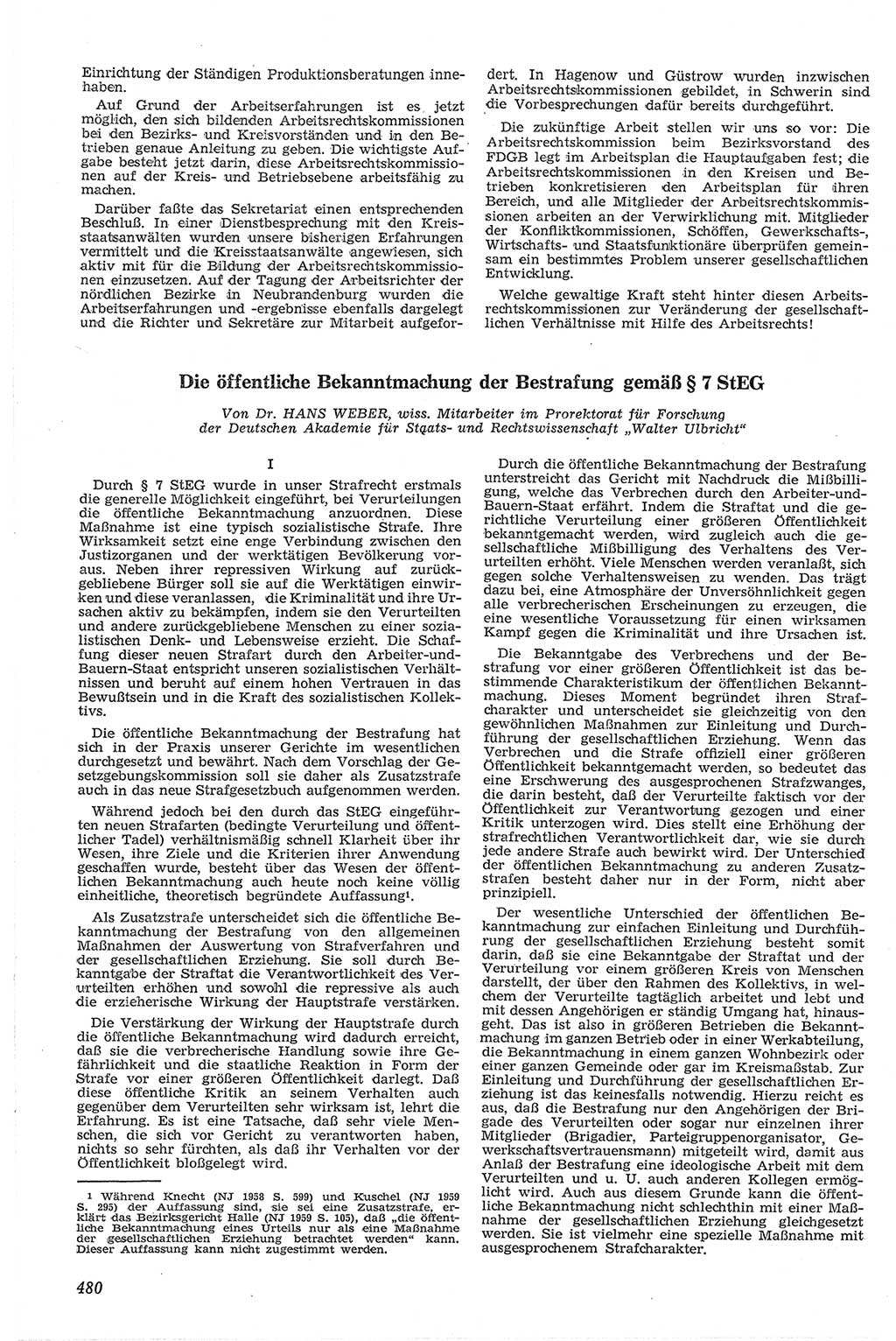 Neue Justiz (NJ), Zeitschrift für Recht und Rechtswissenschaft [Deutsche Demokratische Republik (DDR)], 13. Jahrgang 1959, Seite 480 (NJ DDR 1959, S. 480)