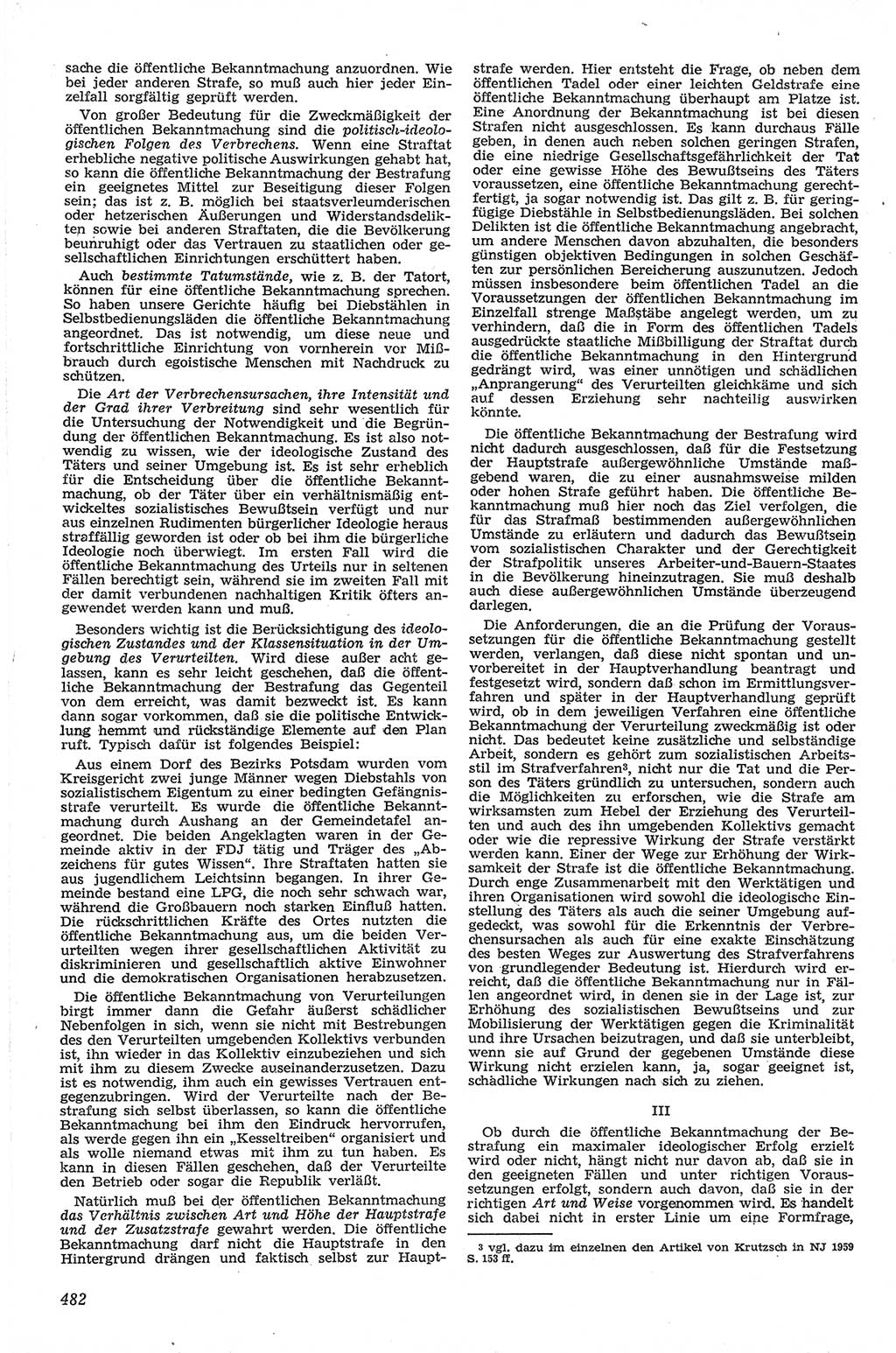 Neue Justiz (NJ), Zeitschrift für Recht und Rechtswissenschaft [Deutsche Demokratische Republik (DDR)], 13. Jahrgang 1959, Seite 482 (NJ DDR 1959, S. 482)