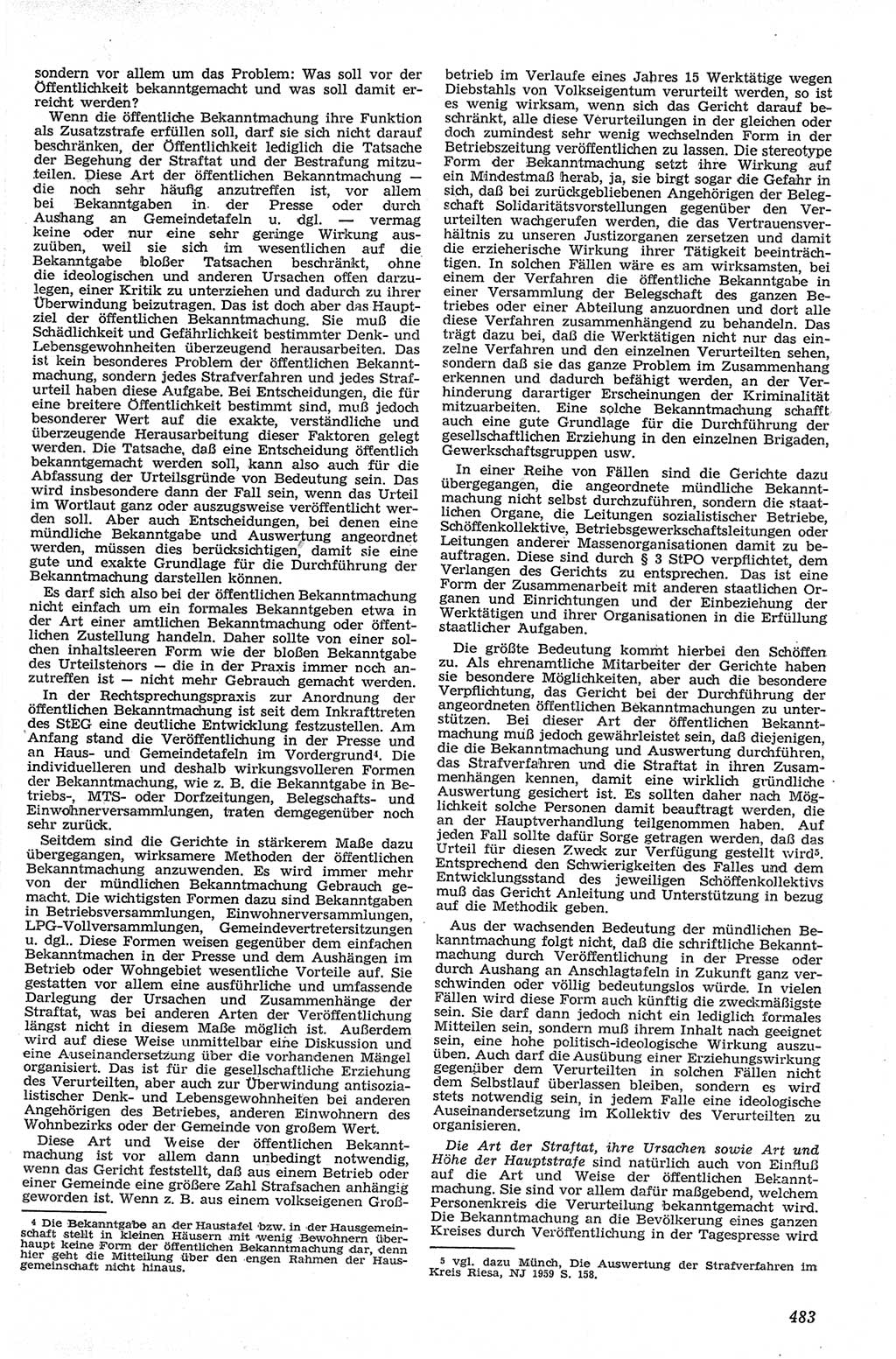 Neue Justiz (NJ), Zeitschrift für Recht und Rechtswissenschaft [Deutsche Demokratische Republik (DDR)], 13. Jahrgang 1959, Seite 483 (NJ DDR 1959, S. 483)