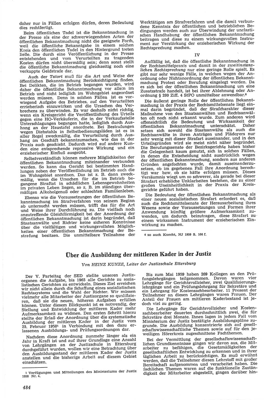 Neue Justiz (NJ), Zeitschrift für Recht und Rechtswissenschaft [Deutsche Demokratische Republik (DDR)], 13. Jahrgang 1959, Seite 484 (NJ DDR 1959, S. 484)