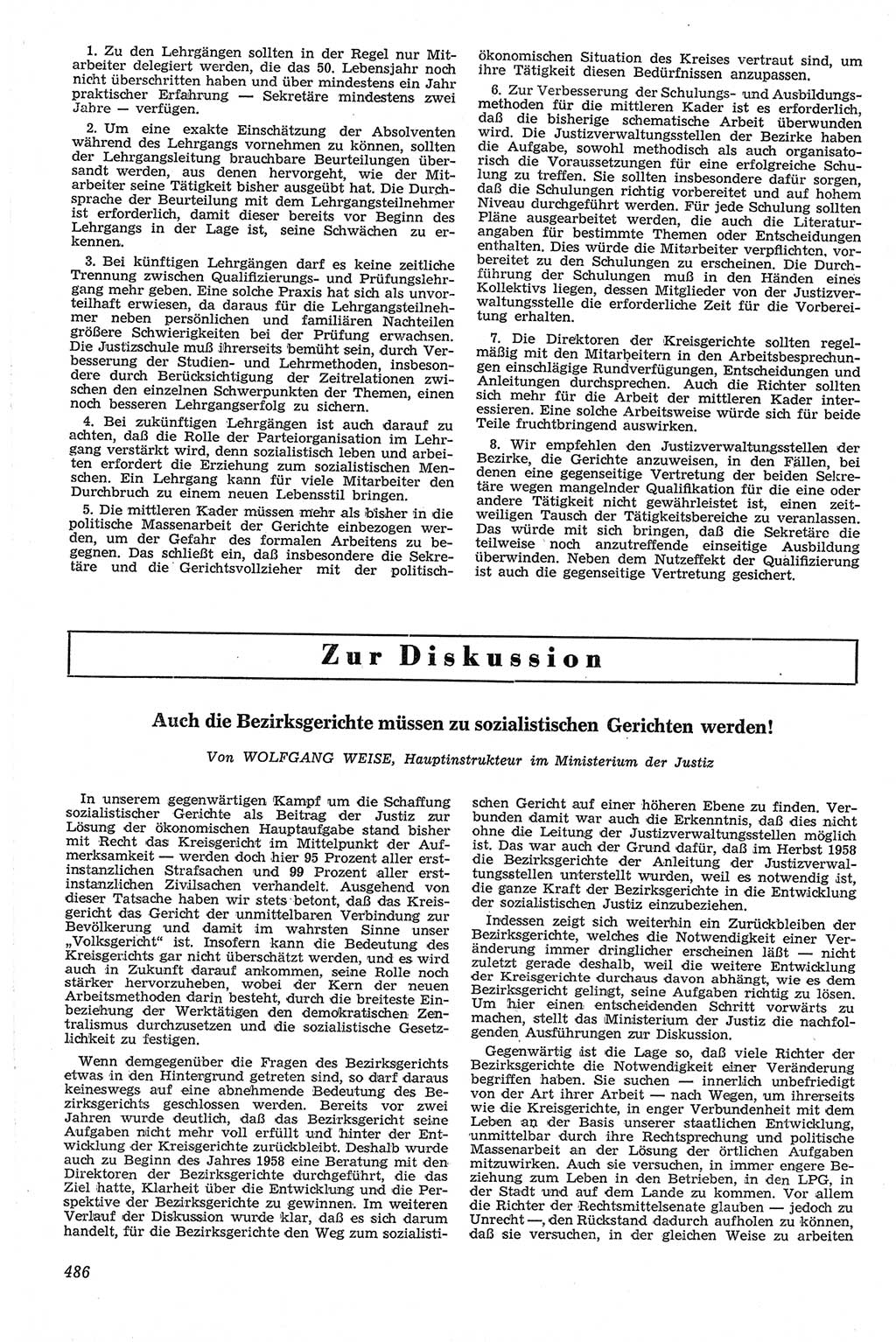 Neue Justiz (NJ), Zeitschrift für Recht und Rechtswissenschaft [Deutsche Demokratische Republik (DDR)], 13. Jahrgang 1959, Seite 486 (NJ DDR 1959, S. 486)