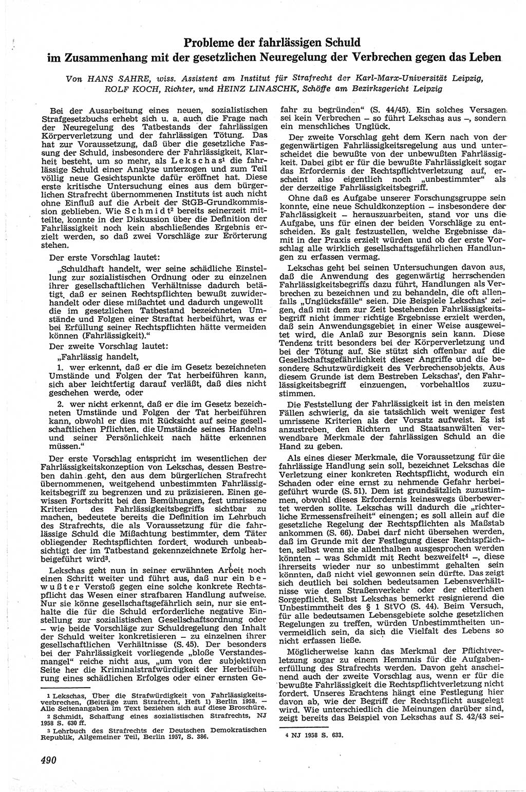 Neue Justiz (NJ), Zeitschrift für Recht und Rechtswissenschaft [Deutsche Demokratische Republik (DDR)], 13. Jahrgang 1959, Seite 490 (NJ DDR 1959, S. 490)