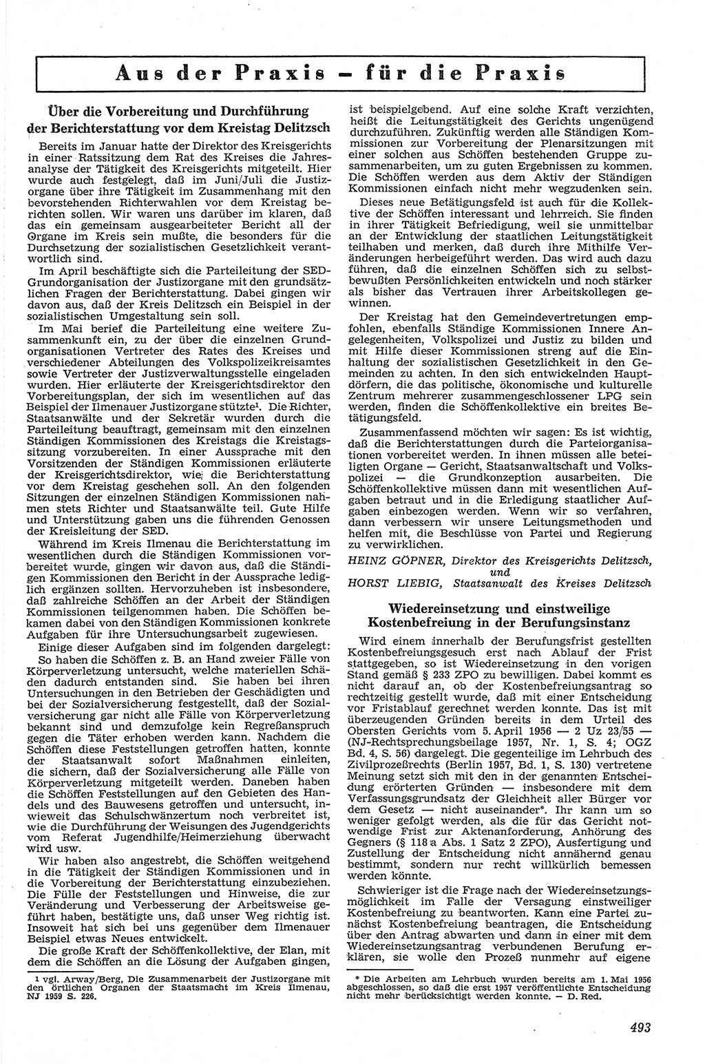 Neue Justiz (NJ), Zeitschrift für Recht und Rechtswissenschaft [Deutsche Demokratische Republik (DDR)], 13. Jahrgang 1959, Seite 493 (NJ DDR 1959, S. 493)