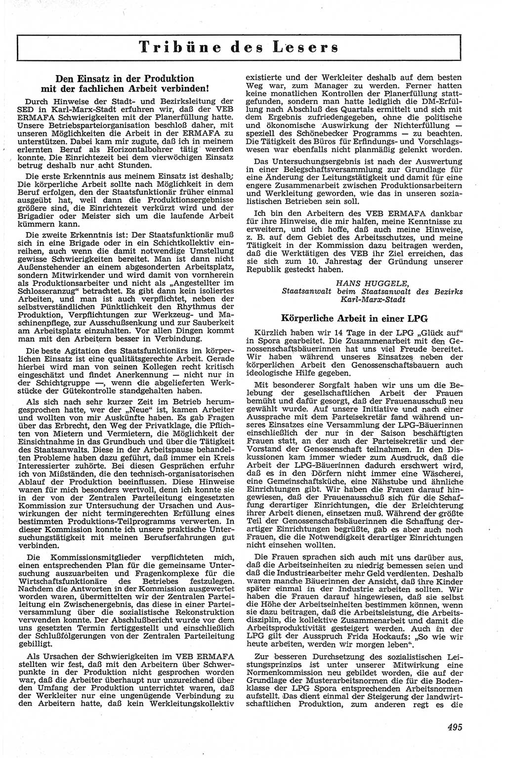 Neue Justiz (NJ), Zeitschrift für Recht und Rechtswissenschaft [Deutsche Demokratische Republik (DDR)], 13. Jahrgang 1959, Seite 495 (NJ DDR 1959, S. 495)