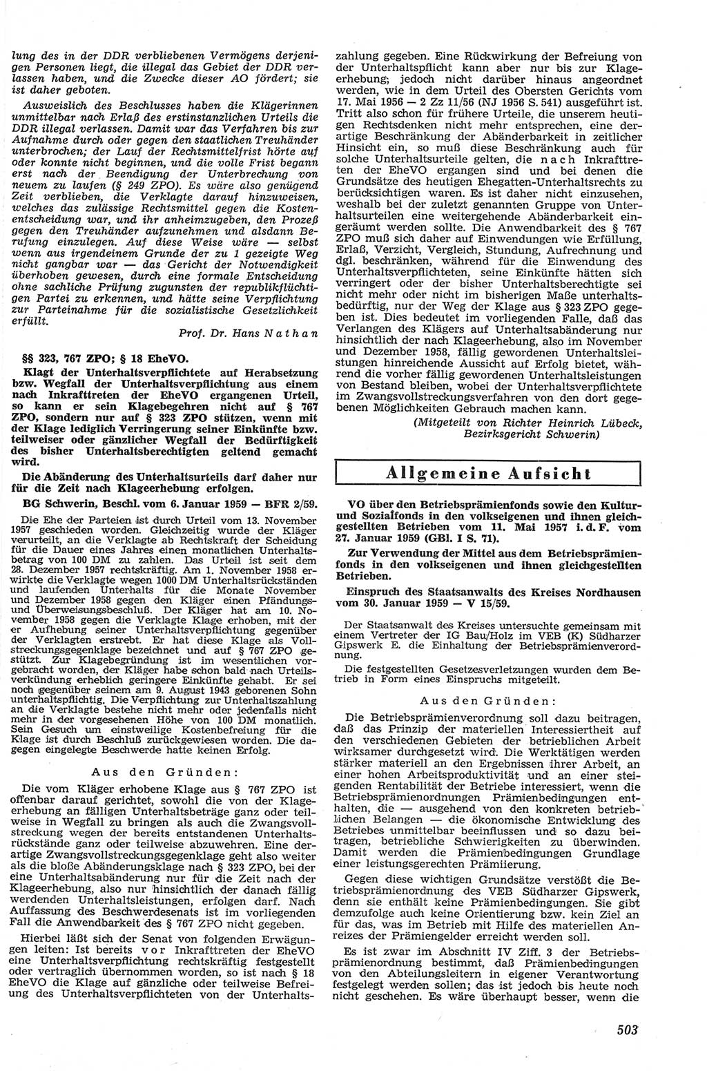 Neue Justiz (NJ), Zeitschrift für Recht und Rechtswissenschaft [Deutsche Demokratische Republik (DDR)], 13. Jahrgang 1959, Seite 503 (NJ DDR 1959, S. 503)