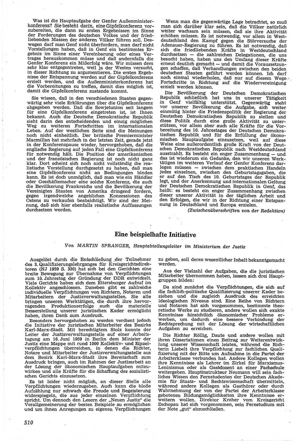 Neue Justiz (NJ), Zeitschrift für Recht und Rechtswissenschaft [Deutsche Demokratische Republik (DDR)], 13. Jahrgang 1959, Seite 510 (NJ DDR 1959, S. 510)