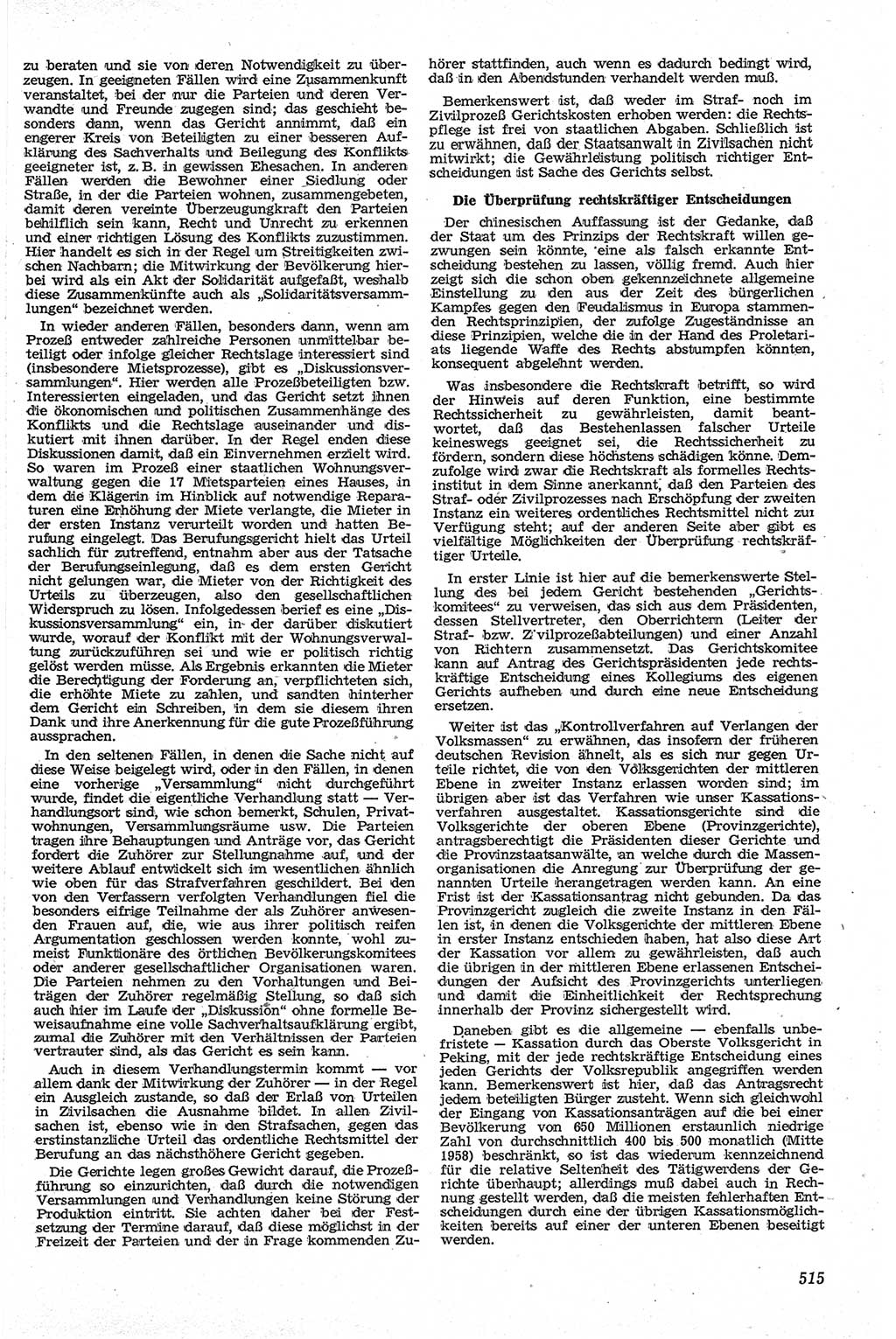 Neue Justiz (NJ), Zeitschrift für Recht und Rechtswissenschaft [Deutsche Demokratische Republik (DDR)], 13. Jahrgang 1959, Seite 515 (NJ DDR 1959, S. 515)