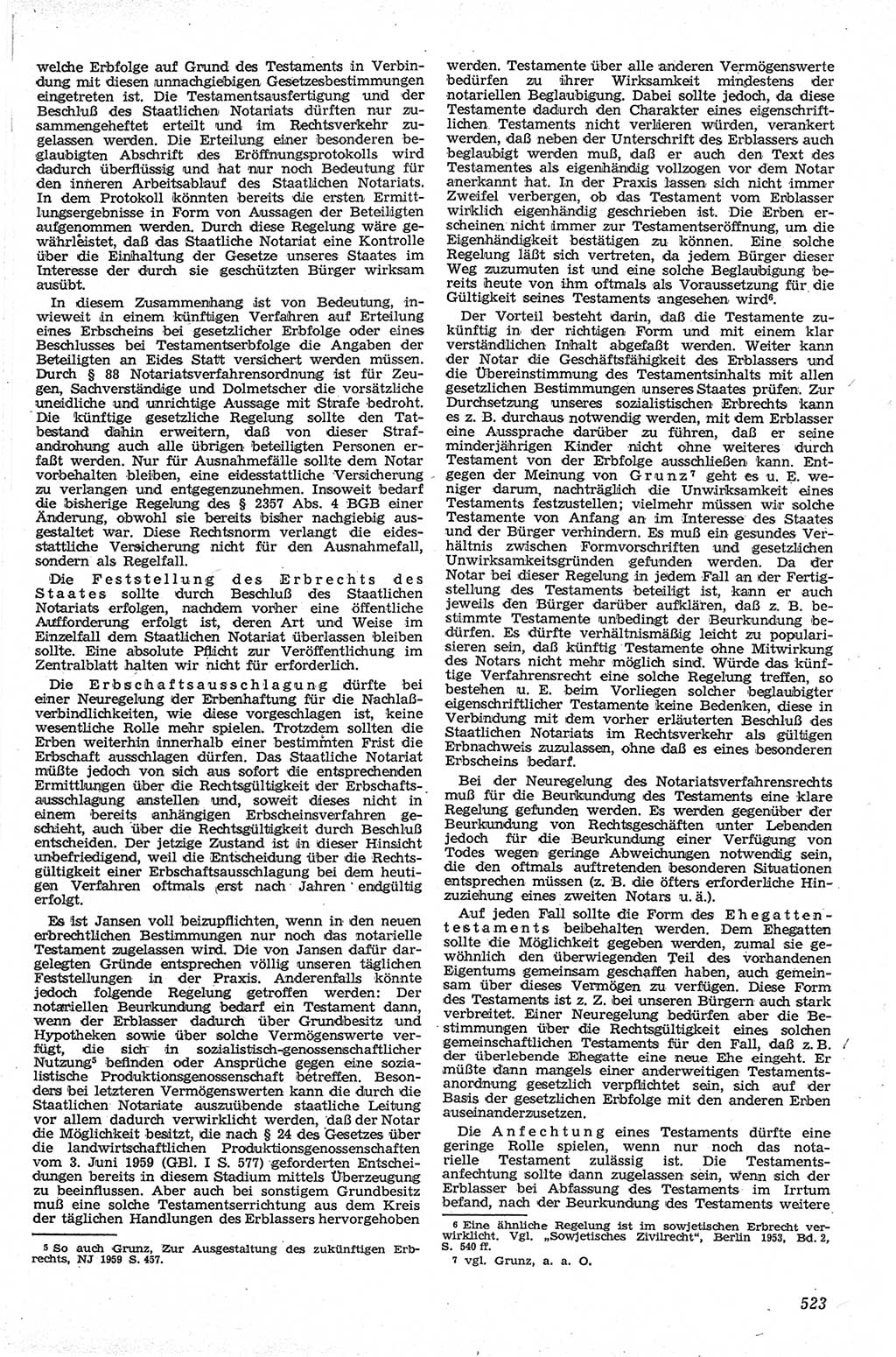 Neue Justiz (NJ), Zeitschrift für Recht und Rechtswissenschaft [Deutsche Demokratische Republik (DDR)], 13. Jahrgang 1959, Seite 523 (NJ DDR 1959, S. 523)