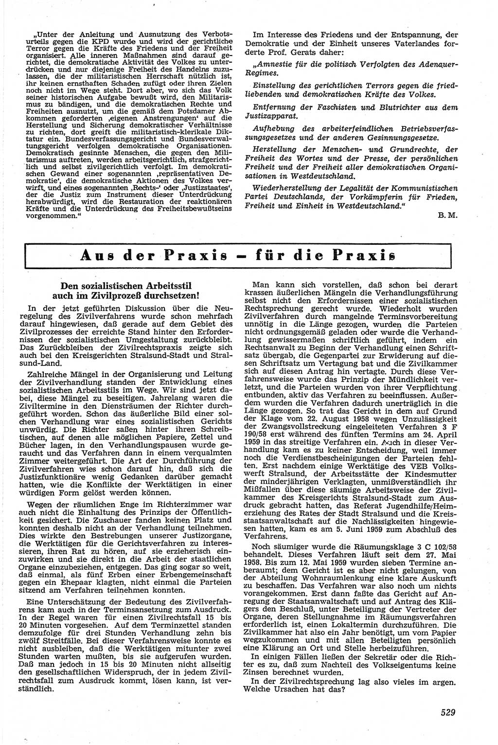 Neue Justiz (NJ), Zeitschrift für Recht und Rechtswissenschaft [Deutsche Demokratische Republik (DDR)], 13. Jahrgang 1959, Seite 529 (NJ DDR 1959, S. 529)