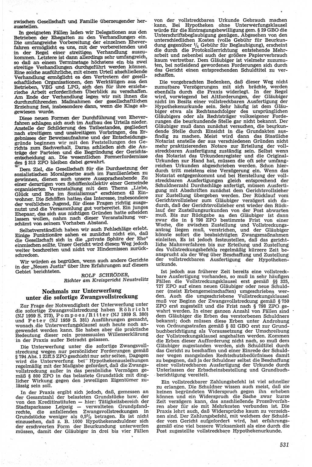 Neue Justiz (NJ), Zeitschrift für Recht und Rechtswissenschaft [Deutsche Demokratische Republik (DDR)], 13. Jahrgang 1959, Seite 531 (NJ DDR 1959, S. 531)