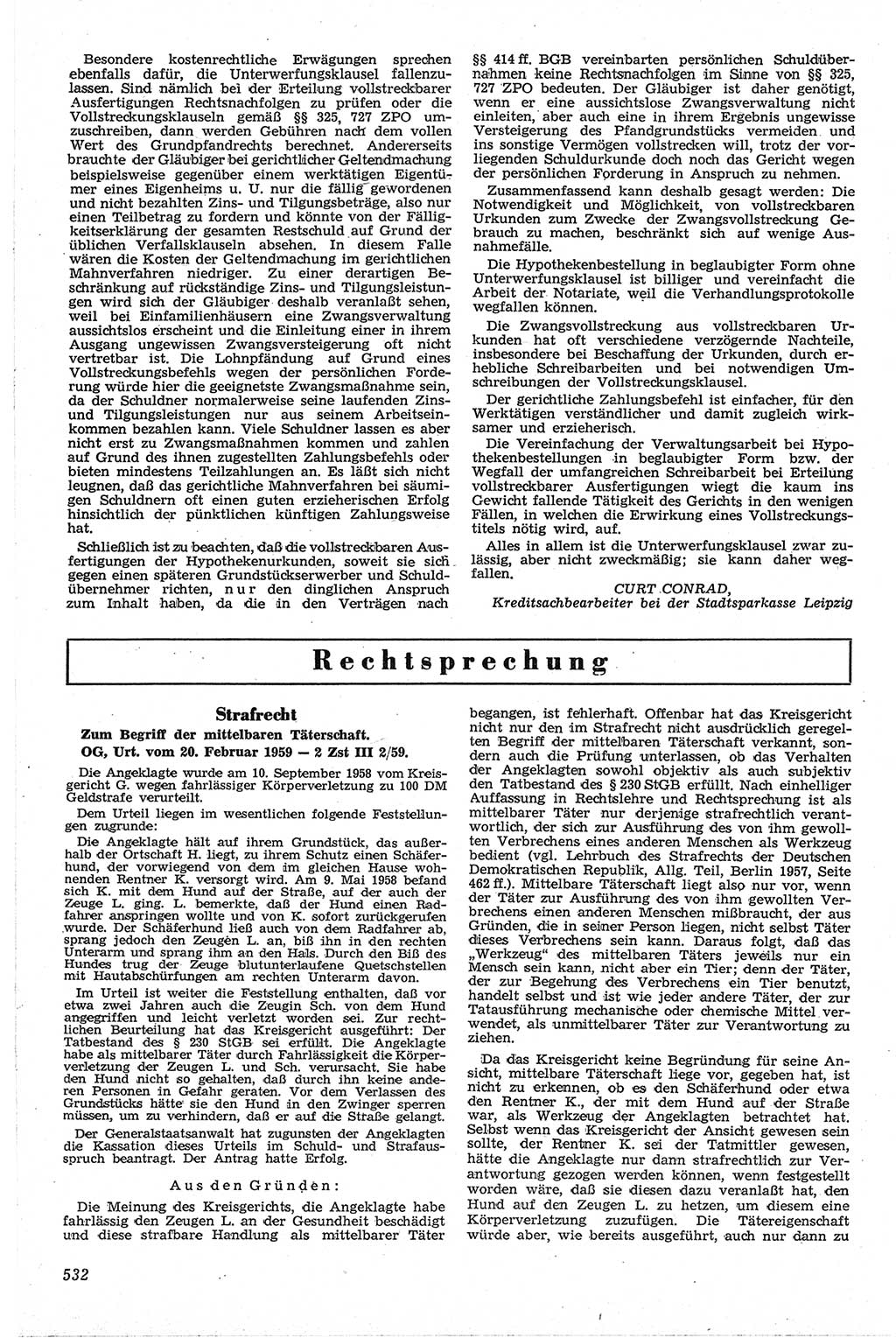 Neue Justiz (NJ), Zeitschrift für Recht und Rechtswissenschaft [Deutsche Demokratische Republik (DDR)], 13. Jahrgang 1959, Seite 532 (NJ DDR 1959, S. 532)
