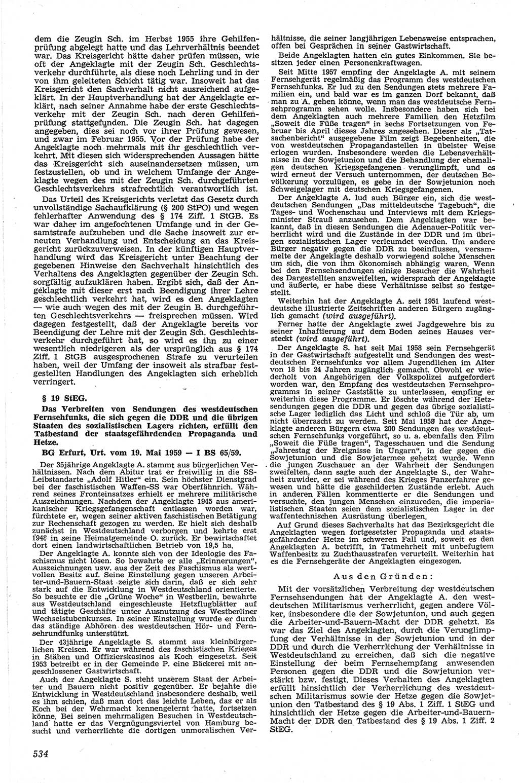 Neue Justiz (NJ), Zeitschrift für Recht und Rechtswissenschaft [Deutsche Demokratische Republik (DDR)], 13. Jahrgang 1959, Seite 534 (NJ DDR 1959, S. 534)