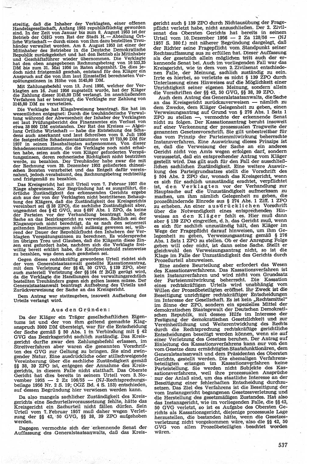 Neue Justiz (NJ), Zeitschrift für Recht und Rechtswissenschaft [Deutsche Demokratische Republik (DDR)], 13. Jahrgang 1959, Seite 537 (NJ DDR 1959, S. 537)