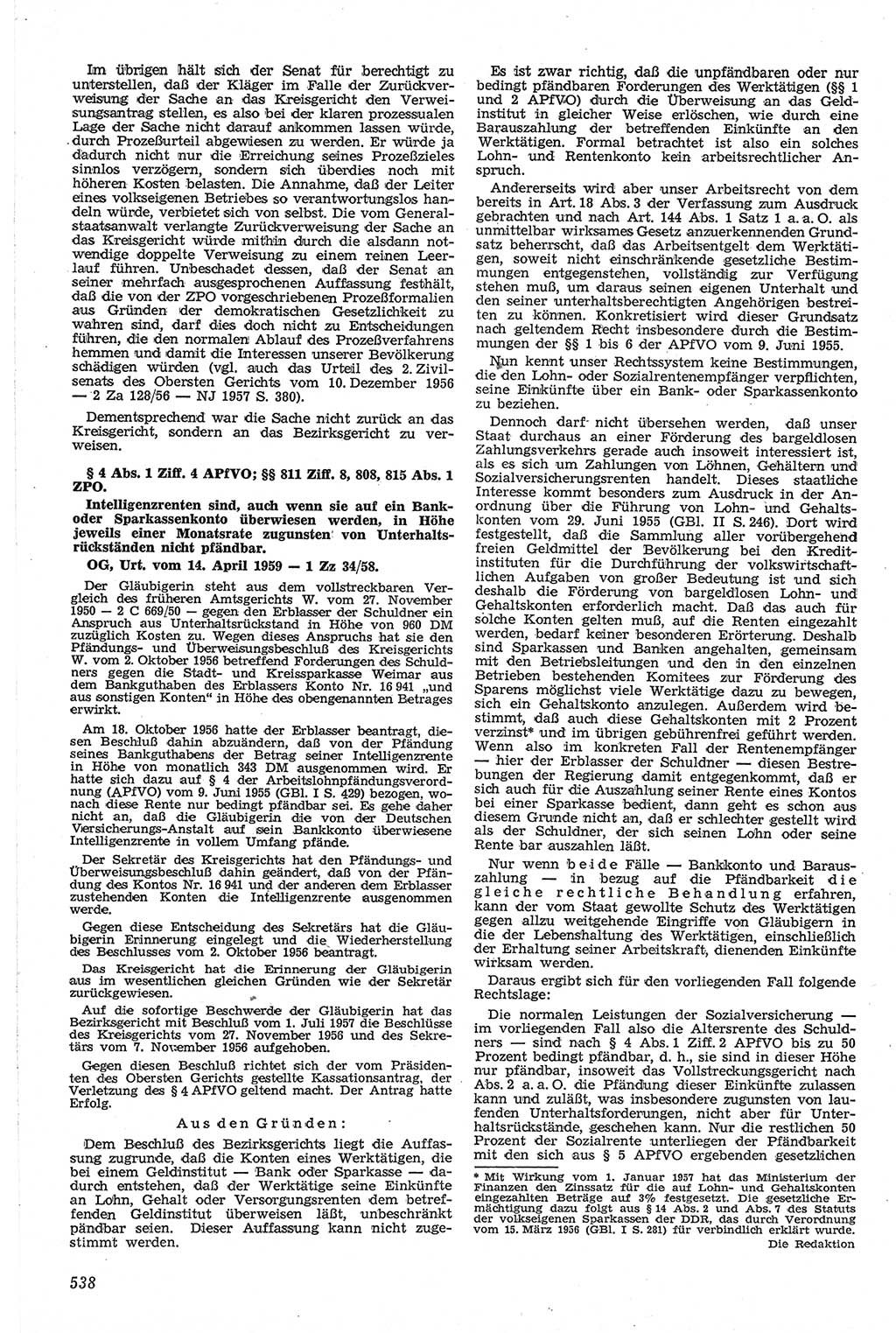 Neue Justiz (NJ), Zeitschrift für Recht und Rechtswissenschaft [Deutsche Demokratische Republik (DDR)], 13. Jahrgang 1959, Seite 538 (NJ DDR 1959, S. 538)