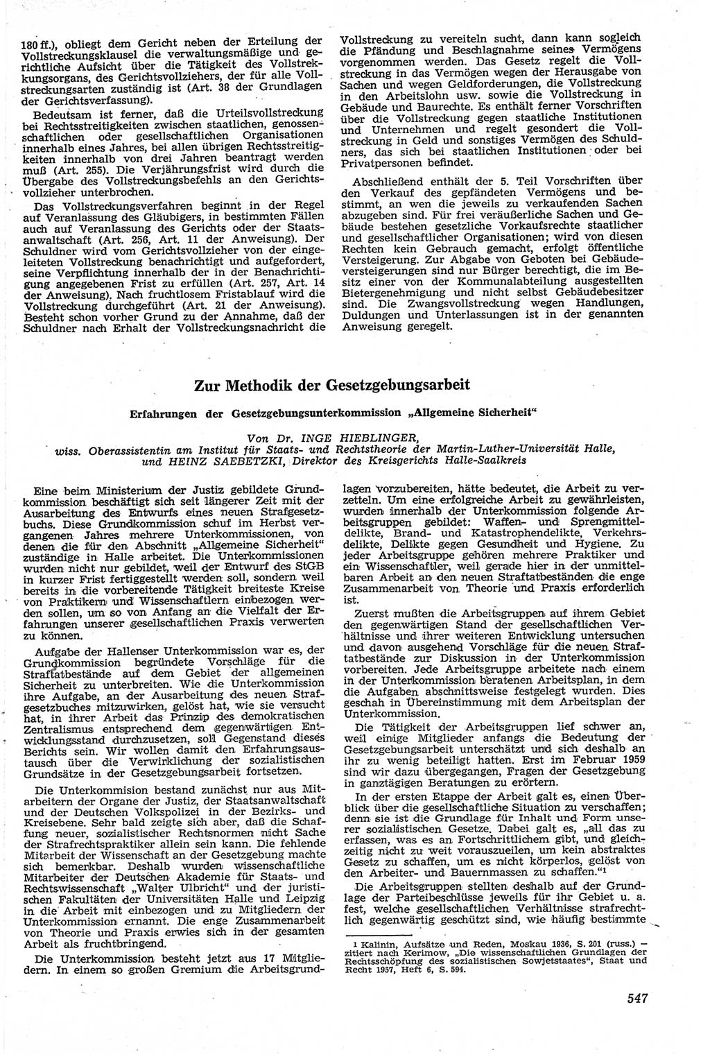 Neue Justiz (NJ), Zeitschrift für Recht und Rechtswissenschaft [Deutsche Demokratische Republik (DDR)], 13. Jahrgang 1959, Seite 547 (NJ DDR 1959, S. 547)