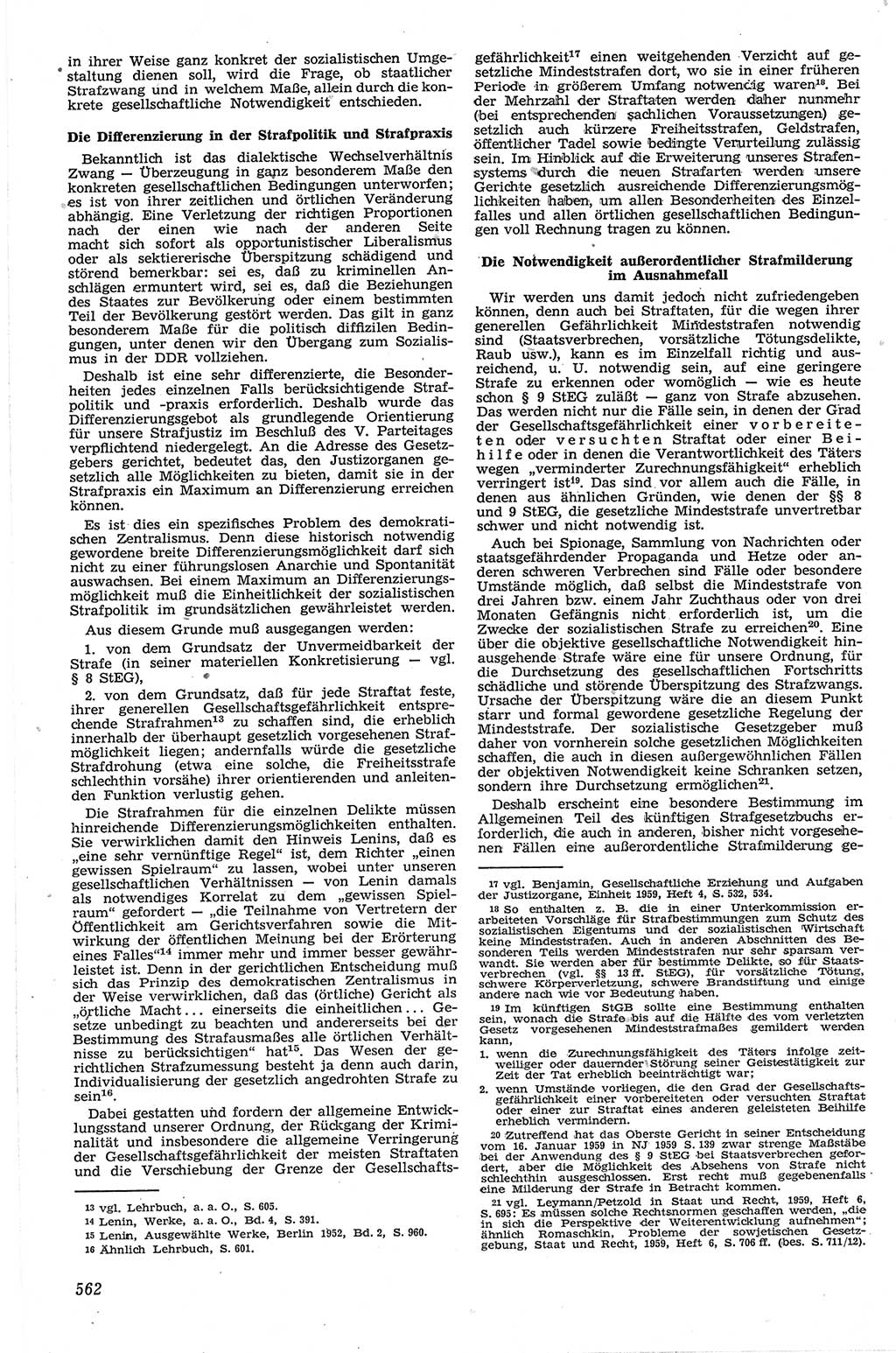 Neue Justiz (NJ), Zeitschrift für Recht und Rechtswissenschaft [Deutsche Demokratische Republik (DDR)], 13. Jahrgang 1959, Seite 562 (NJ DDR 1959, S. 562)