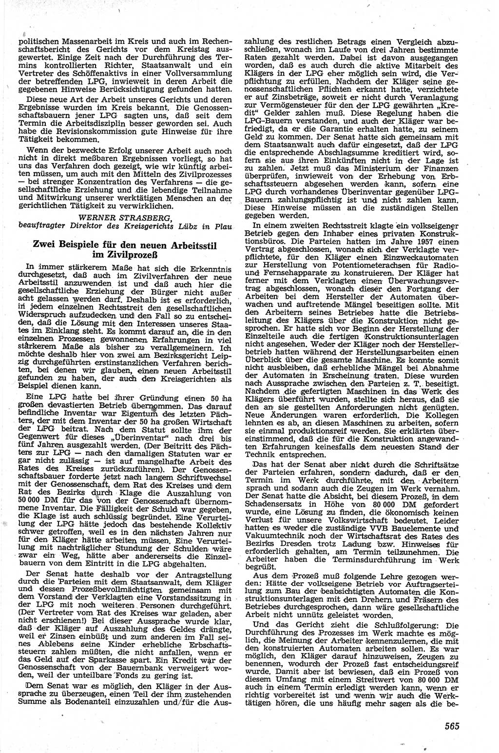 Neue Justiz (NJ), Zeitschrift für Recht und Rechtswissenschaft [Deutsche Demokratische Republik (DDR)], 13. Jahrgang 1959, Seite 565 (NJ DDR 1959, S. 565)