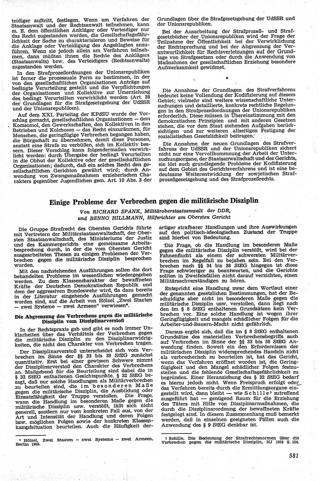 Neue Justiz (NJ), Zeitschrift für Recht und Rechtswissenschaft [Deutsche Demokratische Republik (DDR)], 13. Jahrgang 1959, Seite 581 (NJ DDR 1959, S. 581)