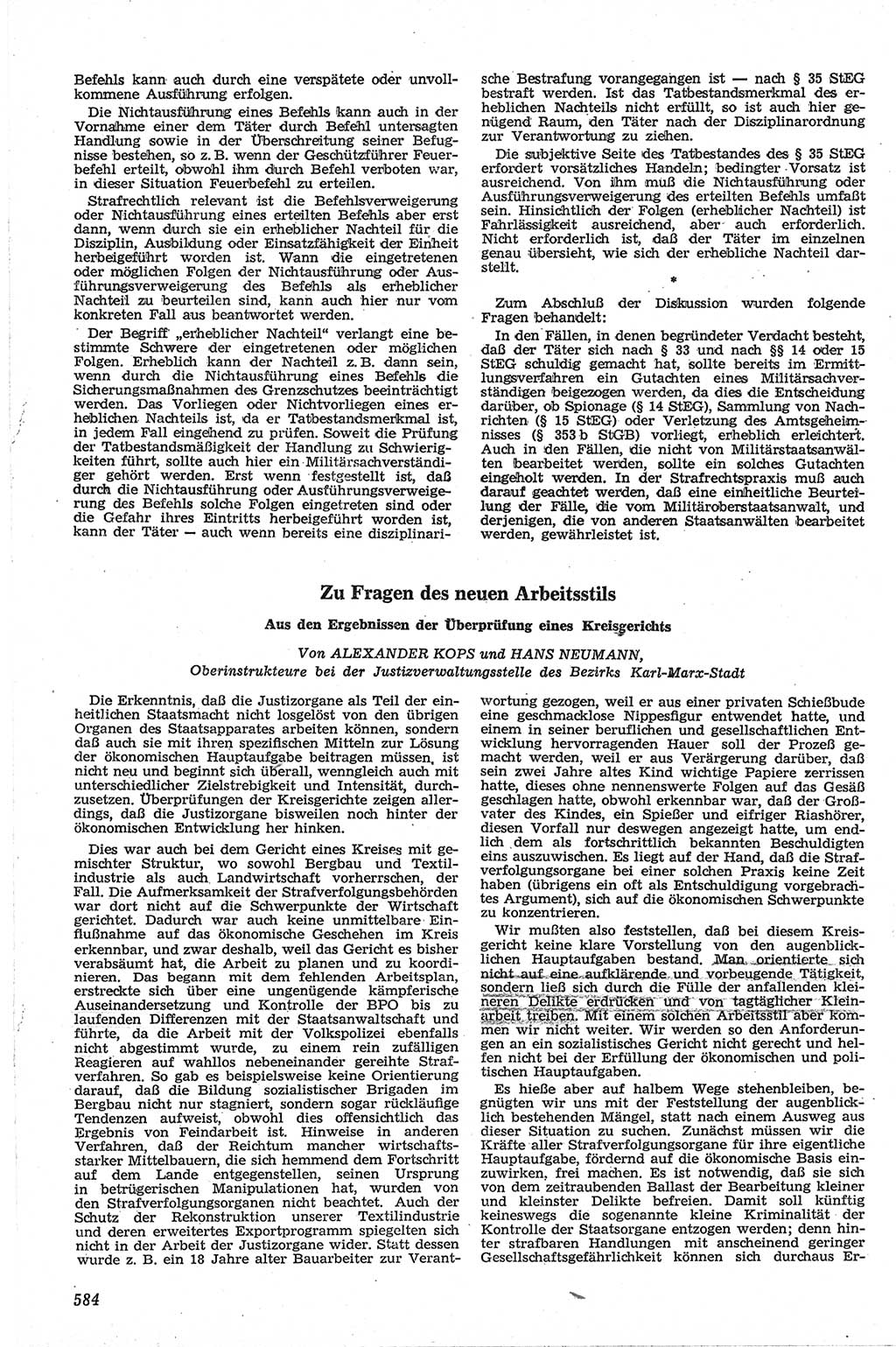 Neue Justiz (NJ), Zeitschrift für Recht und Rechtswissenschaft [Deutsche Demokratische Republik (DDR)], 13. Jahrgang 1959, Seite 584 (NJ DDR 1959, S. 584)