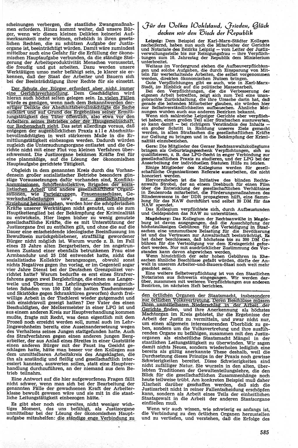 Neue Justiz (NJ), Zeitschrift für Recht und Rechtswissenschaft [Deutsche Demokratische Republik (DDR)], 13. Jahrgang 1959, Seite 585 (NJ DDR 1959, S. 585)