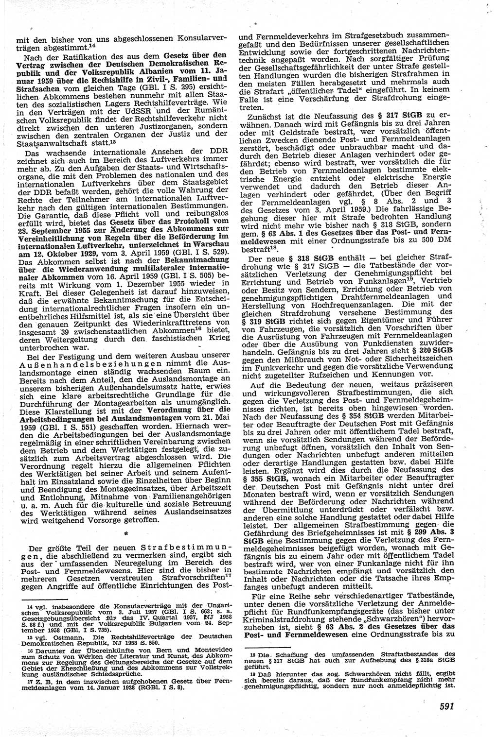 Neue Justiz (NJ), Zeitschrift für Recht und Rechtswissenschaft [Deutsche Demokratische Republik (DDR)], 13. Jahrgang 1959, Seite 591 (NJ DDR 1959, S. 591)