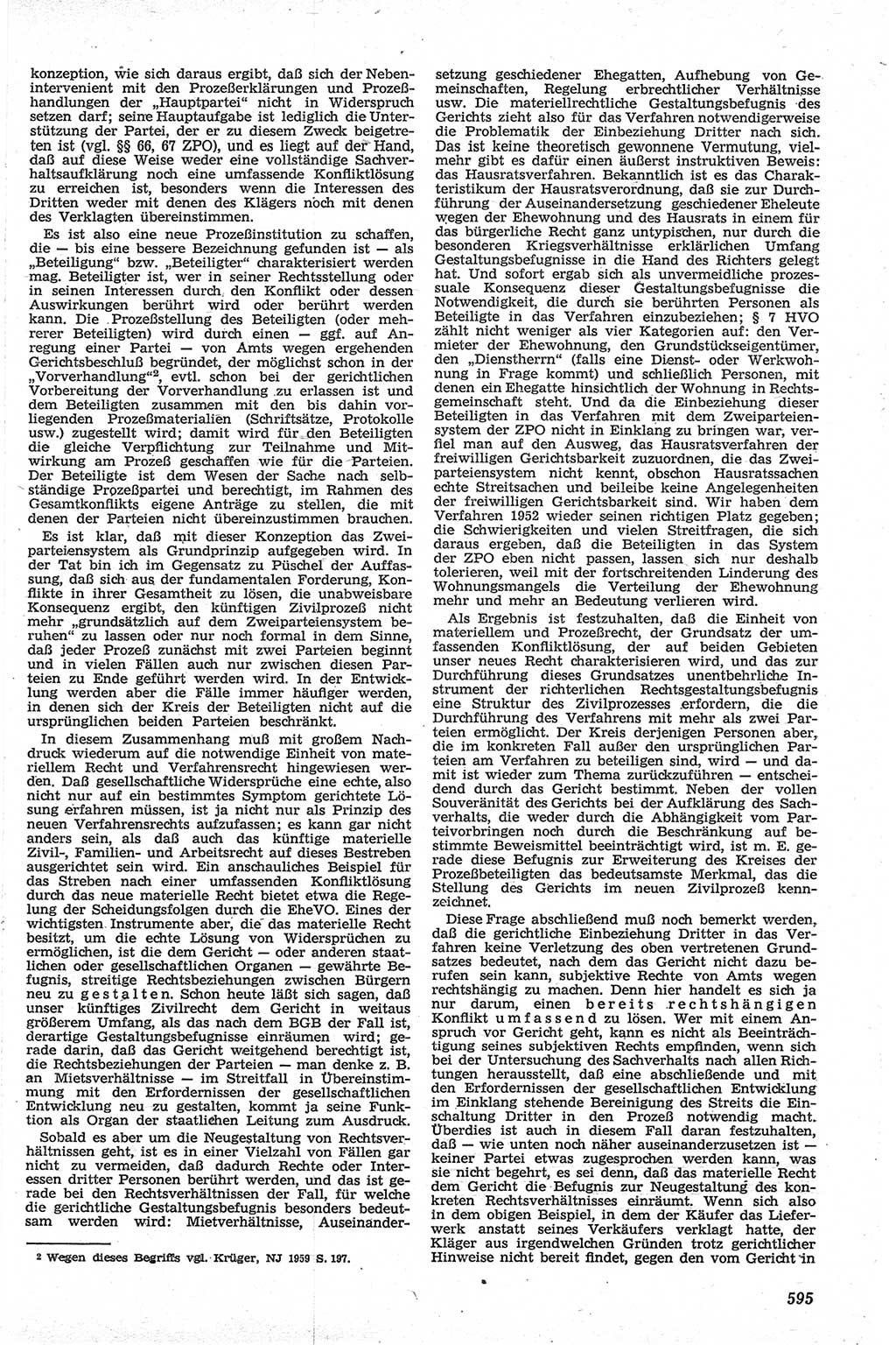Neue Justiz (NJ), Zeitschrift für Recht und Rechtswissenschaft [Deutsche Demokratische Republik (DDR)], 13. Jahrgang 1959, Seite 595 (NJ DDR 1959, S. 595)