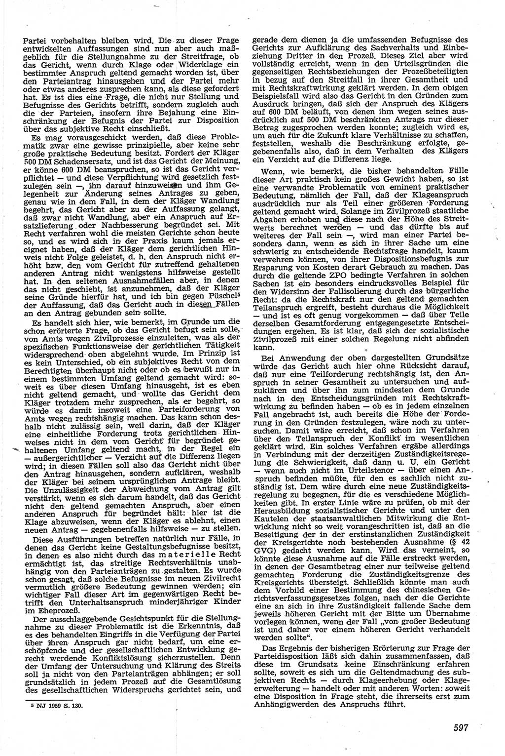 Neue Justiz (NJ), Zeitschrift für Recht und Rechtswissenschaft [Deutsche Demokratische Republik (DDR)], 13. Jahrgang 1959, Seite 597 (NJ DDR 1959, S. 597)