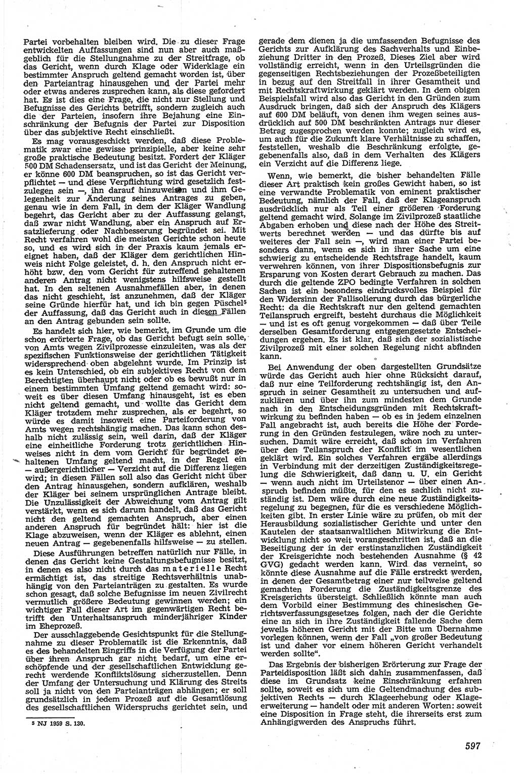 Neue Justiz (NJ), Zeitschrift für Recht und Rechtswissenschaft [Deutsche Demokratische Republik (DDR)], 13. Jahrgang 1959, Seite 597 (NJ DDR 1959, S. 597)