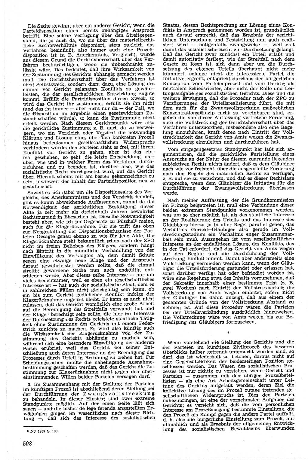 Neue Justiz (NJ), Zeitschrift für Recht und Rechtswissenschaft [Deutsche Demokratische Republik (DDR)], 13. Jahrgang 1959, Seite 598 (NJ DDR 1959, S. 598)