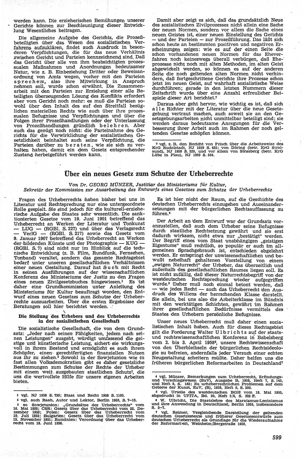 Neue Justiz (NJ), Zeitschrift für Recht und Rechtswissenschaft [Deutsche Demokratische Republik (DDR)], 13. Jahrgang 1959, Seite 599 (NJ DDR 1959, S. 599)
