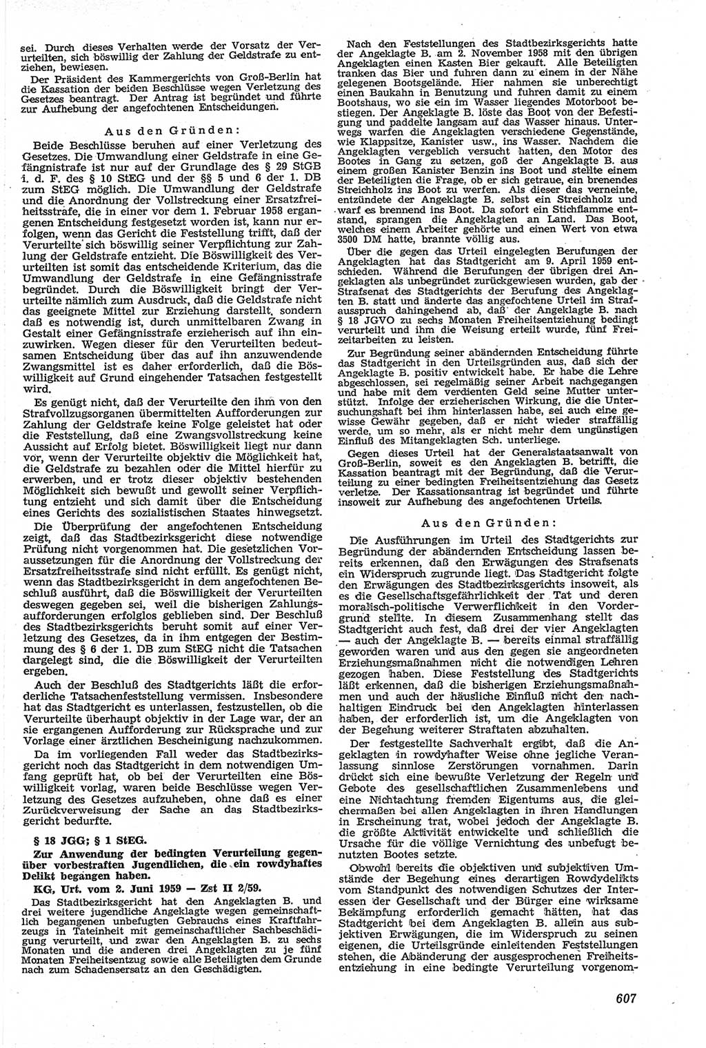 Neue Justiz (NJ), Zeitschrift für Recht und Rechtswissenschaft [Deutsche Demokratische Republik (DDR)], 13. Jahrgang 1959, Seite 607 (NJ DDR 1959, S. 607)