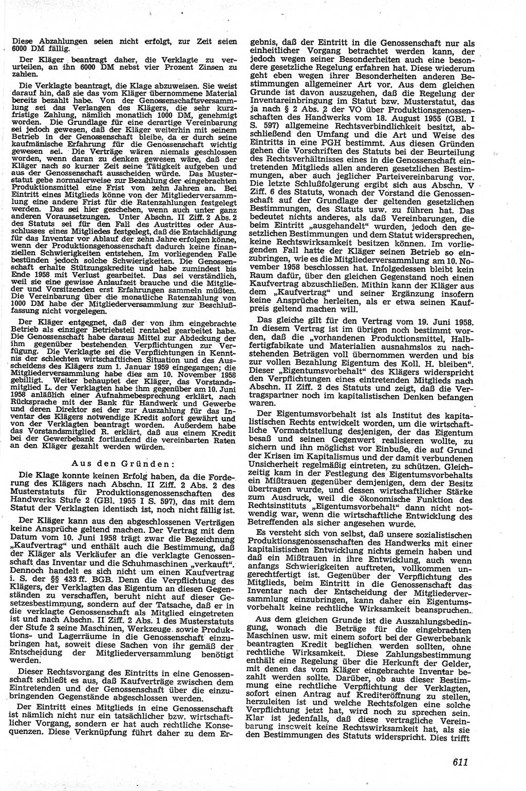 Neue Justiz (NJ), Zeitschrift für Recht und Rechtswissenschaft [Deutsche Demokratische Republik (DDR)], 13. Jahrgang 1959, Seite 611 (NJ DDR 1959, S. 611)