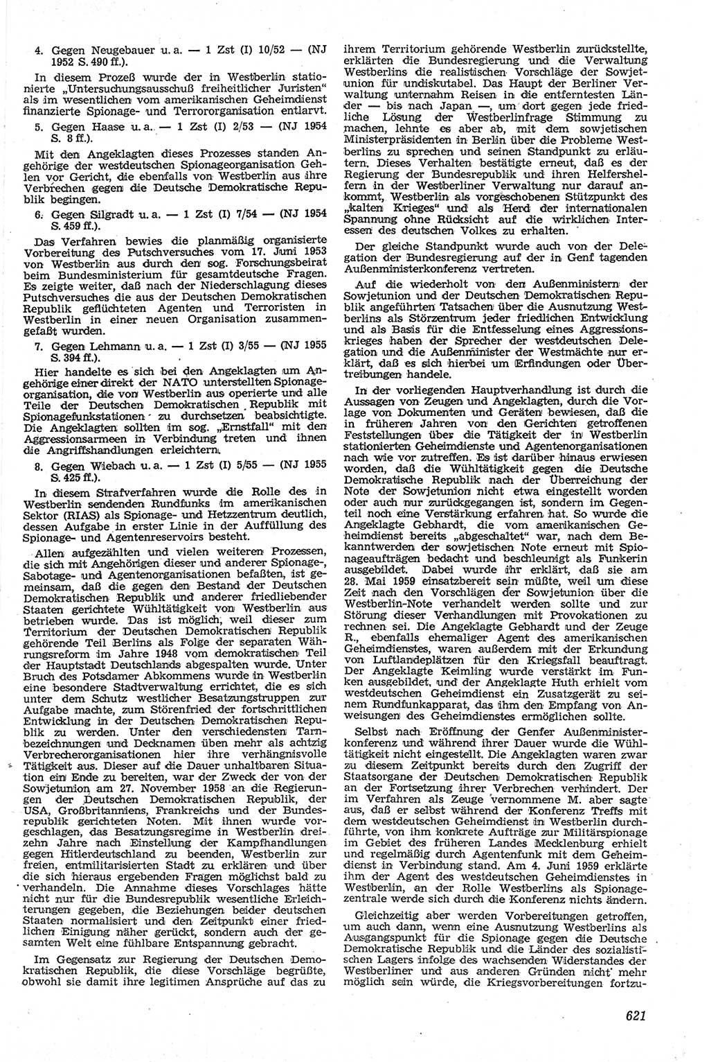 Neue Justiz (NJ), Zeitschrift für Recht und Rechtswissenschaft [Deutsche Demokratische Republik (DDR)], 13. Jahrgang 1959, Seite 621 (NJ DDR 1959, S. 621)