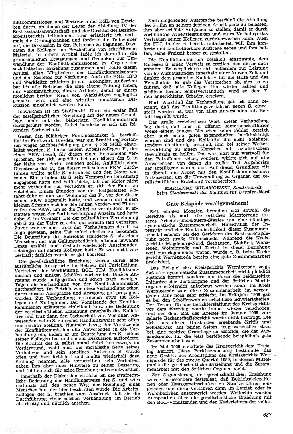 Neue Justiz (NJ), Zeitschrift für Recht und Rechtswissenschaft [Deutsche Demokratische Republik (DDR)], 13. Jahrgang 1959, Seite 637 (NJ DDR 1959, S. 637)