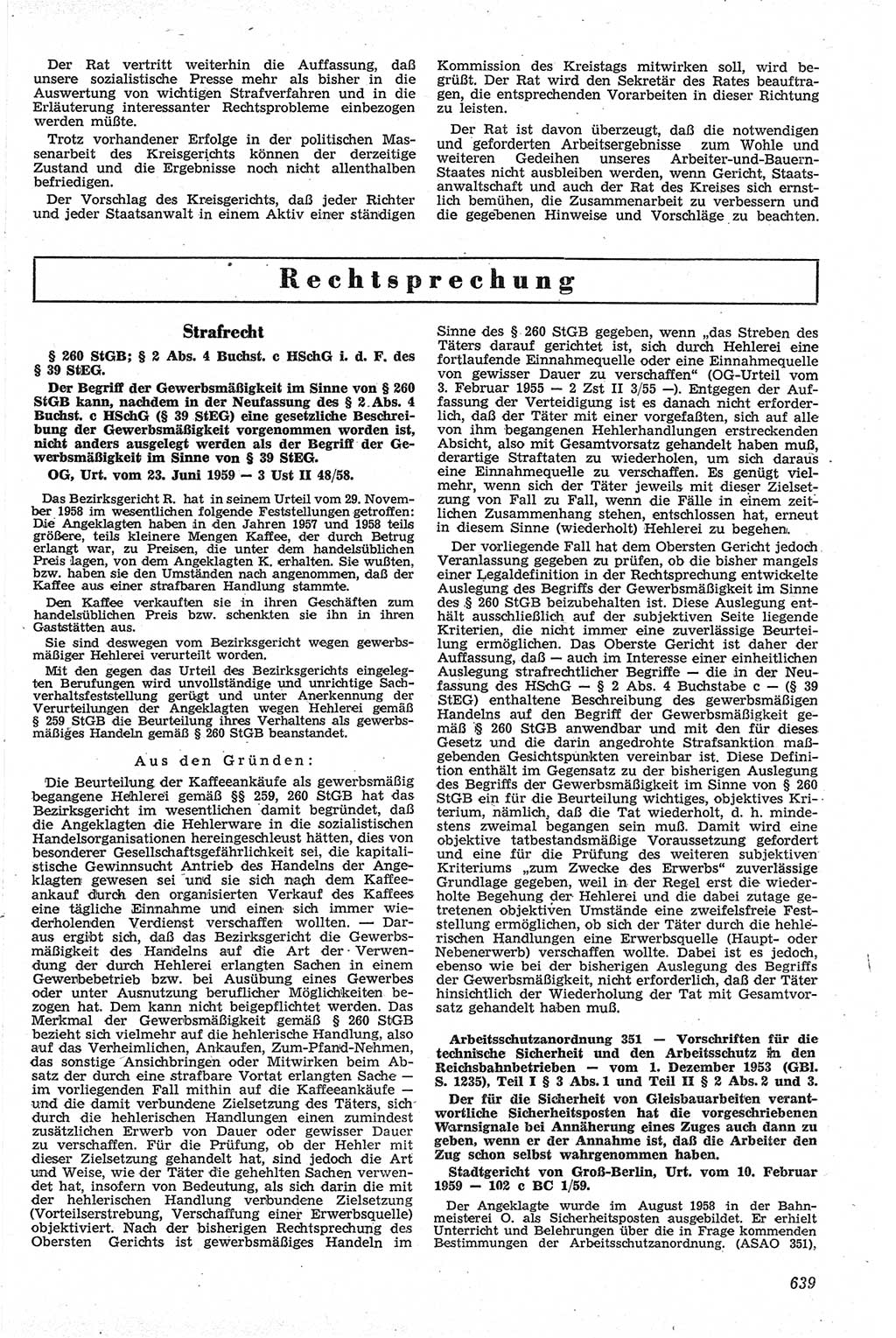 Neue Justiz (NJ), Zeitschrift für Recht und Rechtswissenschaft [Deutsche Demokratische Republik (DDR)], 13. Jahrgang 1959, Seite 639 (NJ DDR 1959, S. 639)