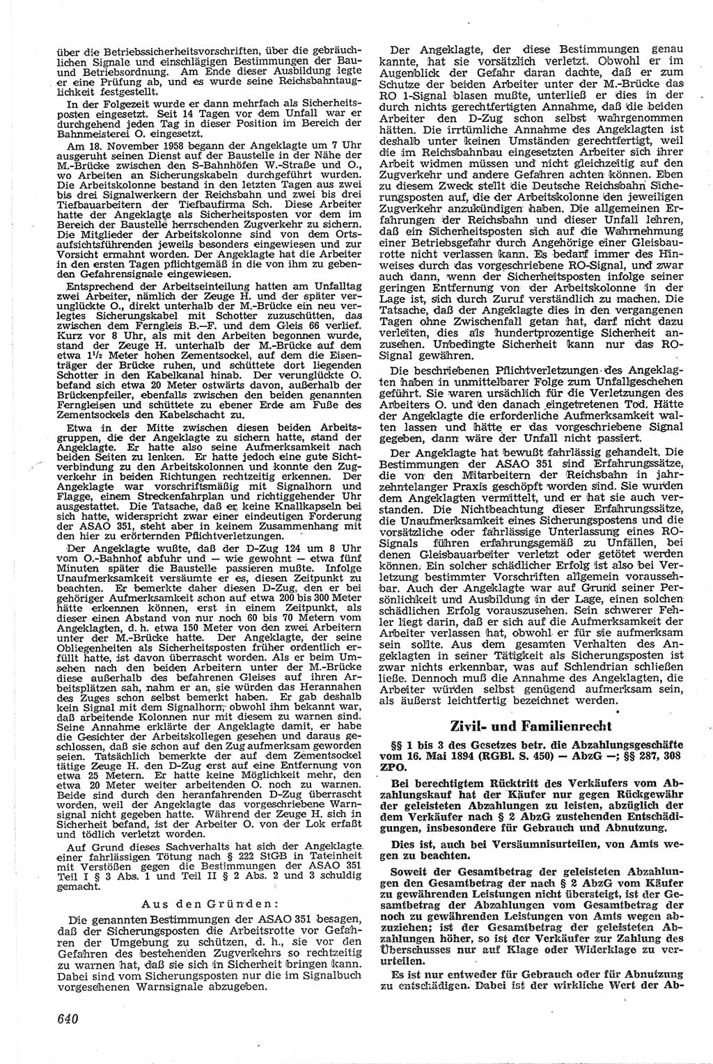 Neue Justiz (NJ), Zeitschrift für Recht und Rechtswissenschaft [Deutsche Demokratische Republik (DDR)], 13. Jahrgang 1959, Seite 640 (NJ DDR 1959, S. 640)