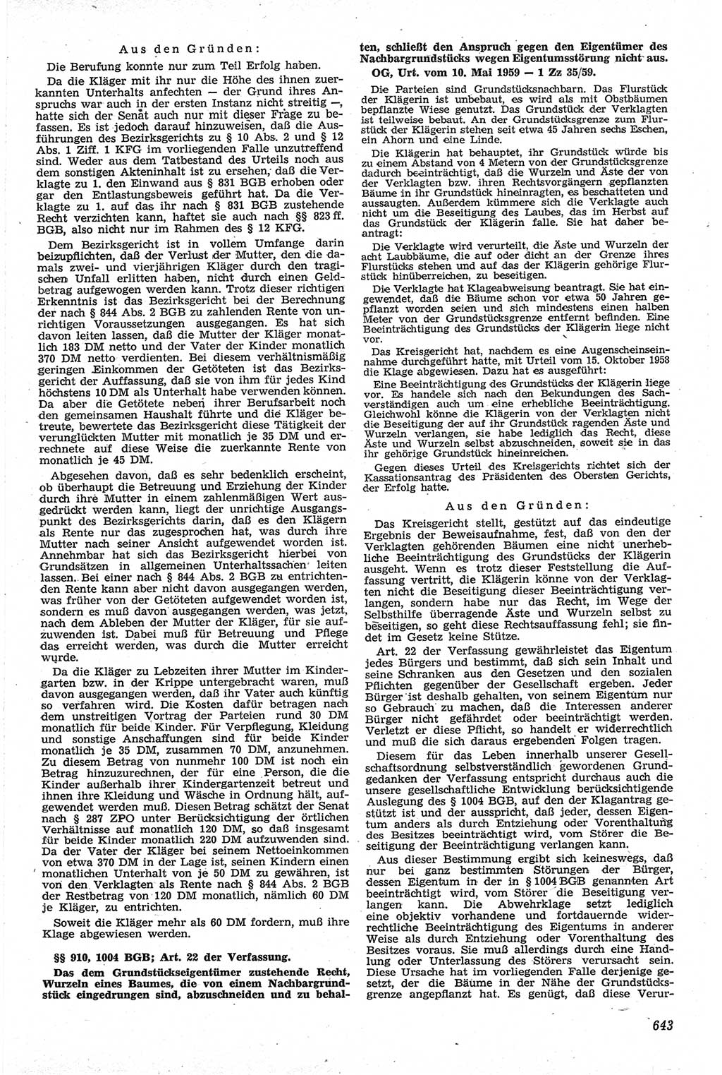 Neue Justiz (NJ), Zeitschrift für Recht und Rechtswissenschaft [Deutsche Demokratische Republik (DDR)], 13. Jahrgang 1959, Seite 643 (NJ DDR 1959, S. 643)
