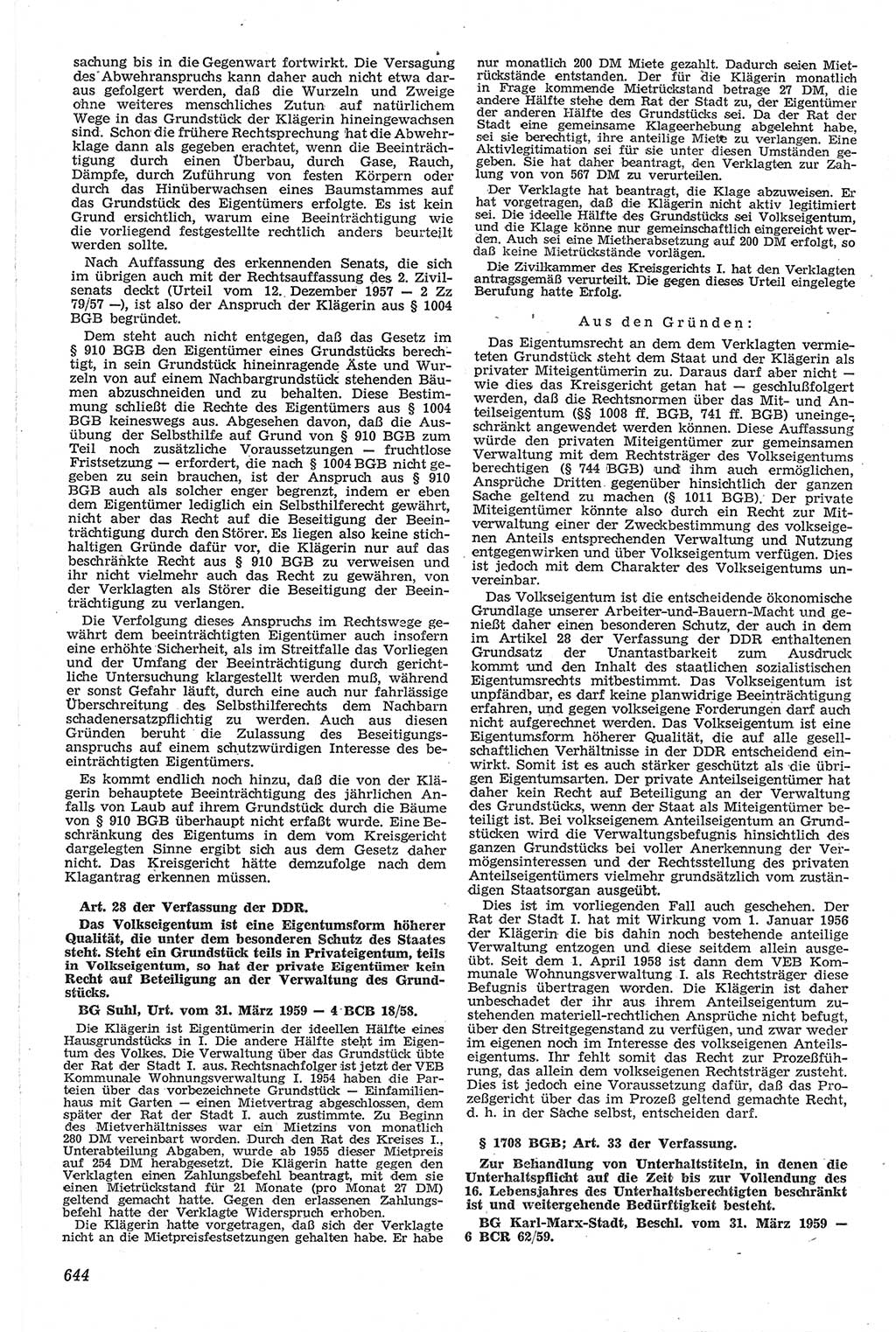 Neue Justiz (NJ), Zeitschrift für Recht und Rechtswissenschaft [Deutsche Demokratische Republik (DDR)], 13. Jahrgang 1959, Seite 644 (NJ DDR 1959, S. 644)