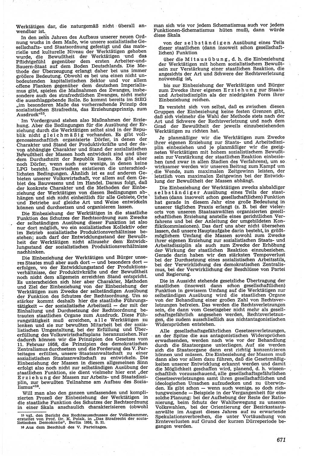 Neue Justiz (NJ), Zeitschrift für Recht und Rechtswissenschaft [Deutsche Demokratische Republik (DDR)], 13. Jahrgang 1959, Seite 671 (NJ DDR 1959, S. 671)