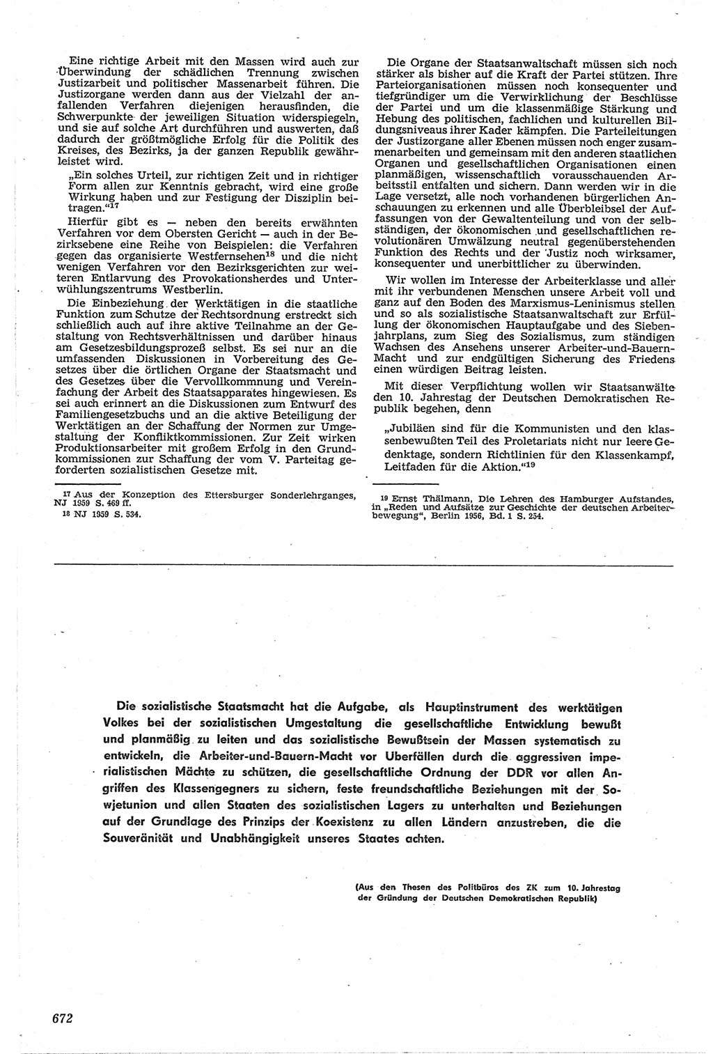 Neue Justiz (NJ), Zeitschrift für Recht und Rechtswissenschaft [Deutsche Demokratische Republik (DDR)], 13. Jahrgang 1959, Seite 672 (NJ DDR 1959, S. 672)