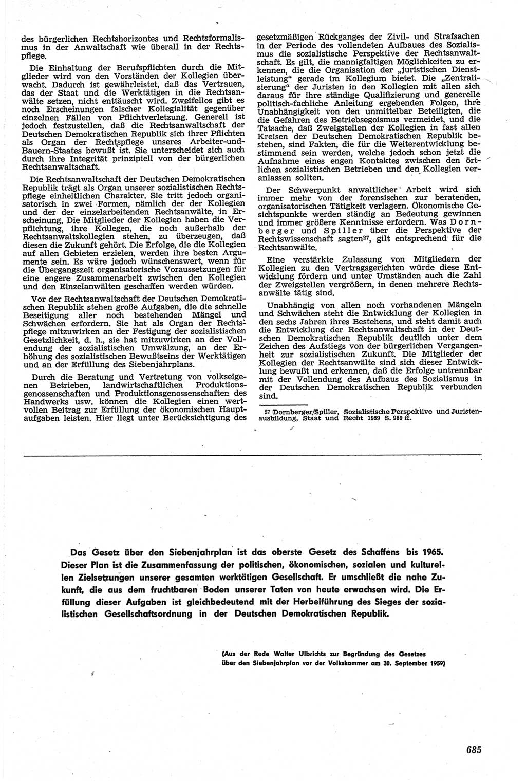 Neue Justiz (NJ), Zeitschrift für Recht und Rechtswissenschaft [Deutsche Demokratische Republik (DDR)], 13. Jahrgang 1959, Seite 685 (NJ DDR 1959, S. 685)