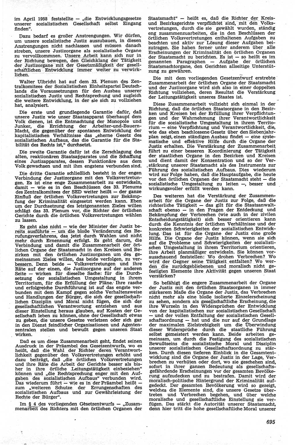 Neue Justiz (NJ), Zeitschrift für Recht und Rechtswissenschaft [Deutsche Demokratische Republik (DDR)], 13. Jahrgang 1959, Seite 695 (NJ DDR 1959, S. 695)